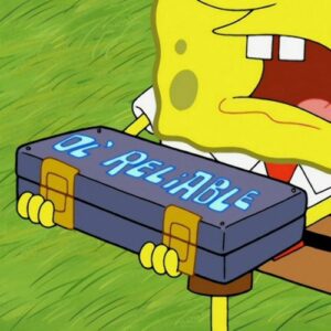 Spongebob Squarepants holding the 'old reliable' box