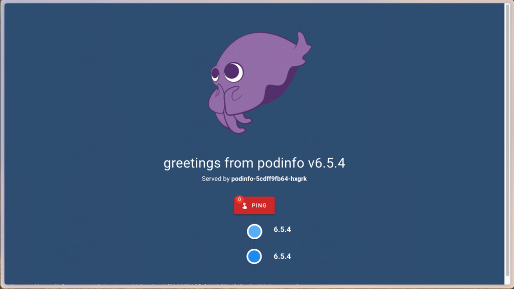A screenshot of podinfo's web UI