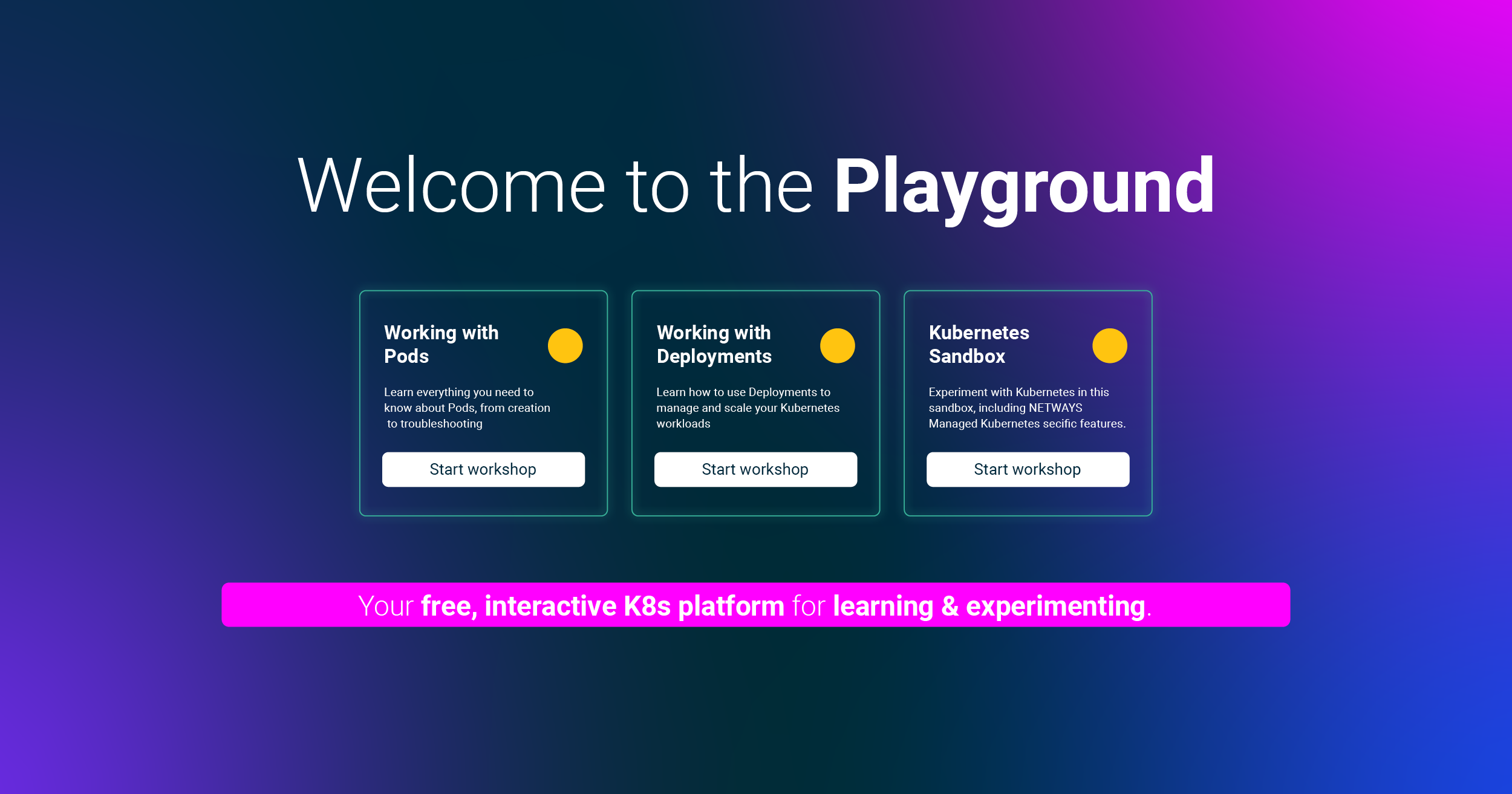 NWS Kubernetes Playground Jetzt Verfügbar